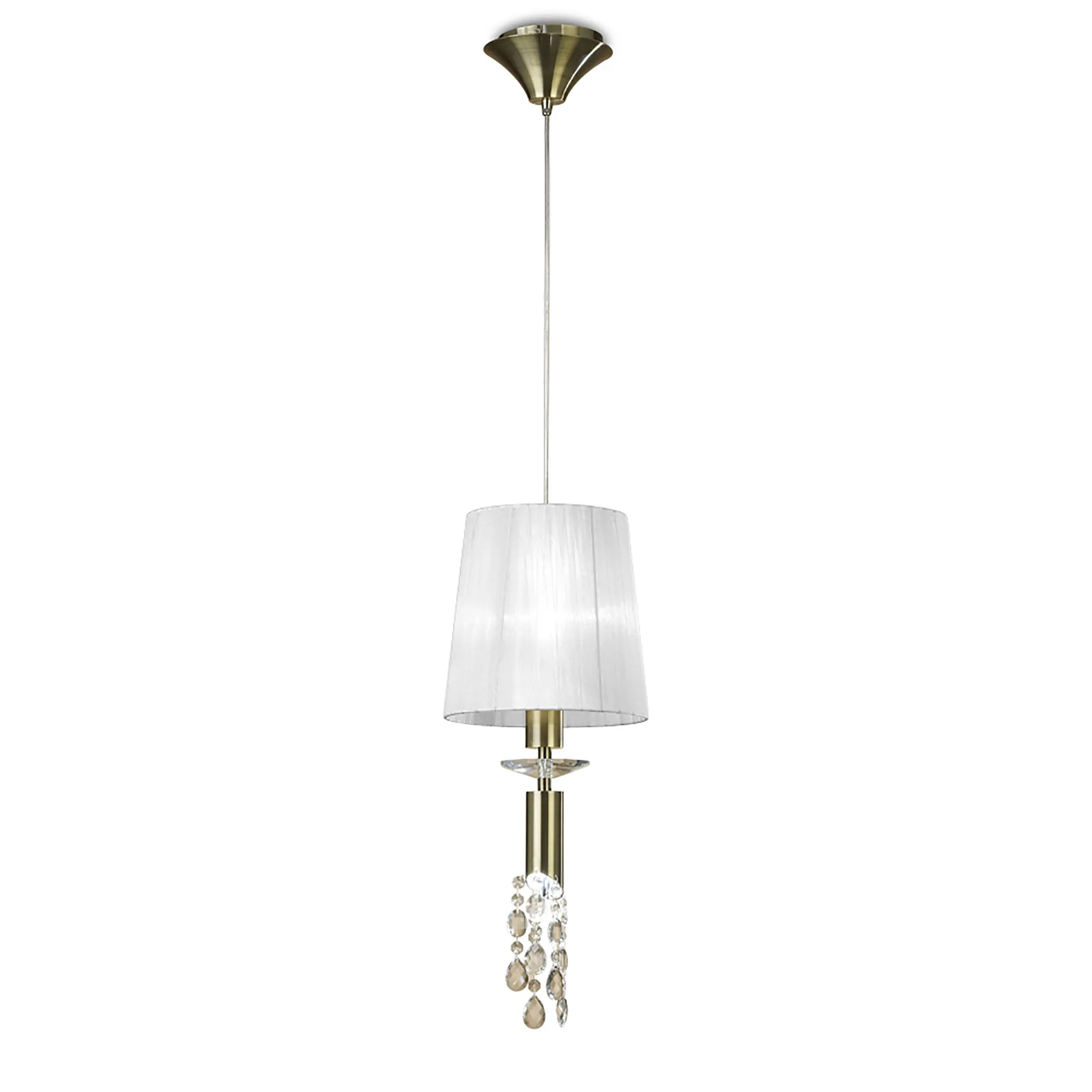 Tiffany Antique Brass-White Crystal Ceiling Lights Mantra Shaded Crystal Fittings